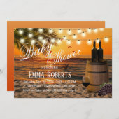 Tropical Sunset Beach Wine Barrel Baby Dusche Einladung (Vorne/Hinten)