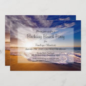 Tropical Sunset Birthday Beach Party Einladung (Vorne/Hinten)