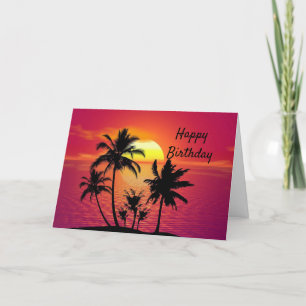Tropical Sunset Birthday Karte