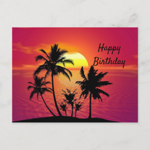 Tropical Sunset Birthday Postkarte