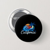 Tropical Sunset Cali Beach Waves Surfen USA Calif Button (Vorne & Hinten)