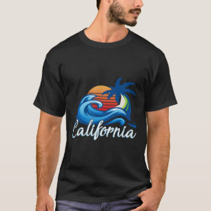 Tropical Sunset Cali Beach Waves Surfen USA Calif T-Shirt