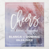 Tropical Sunset Cheques Weinetiketten Weinetikett (Einzelnes Label)