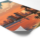 Tropical Sunset Cityscape - Palmen und Skyline Poster (Ecke)