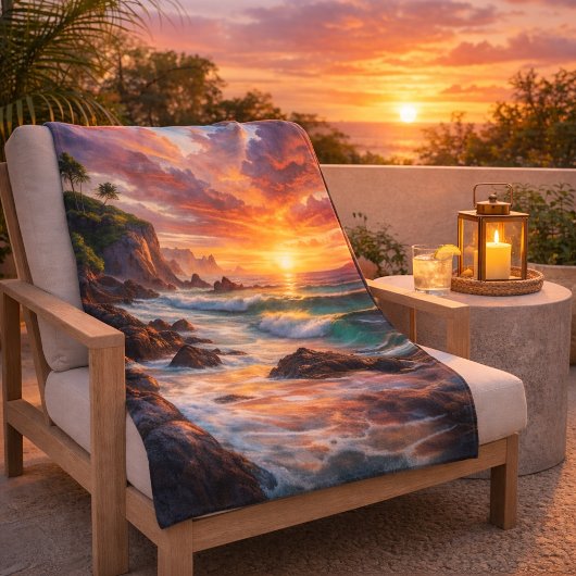 Tropical Sunset Cliffs - Lebhaftes Küstenparadies Sherpadecke