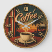 Tropical Sunset Coffee Große Wanduhr (Vorderseite)