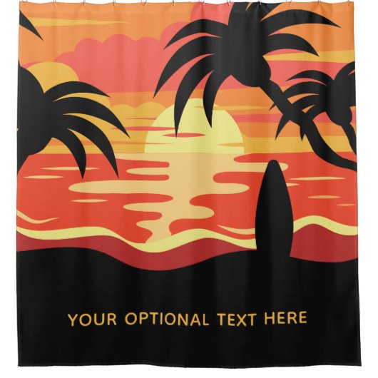 Tropical Sunset Custom Text Dusche Vorhang (Vorderseite)