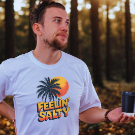Tropical Sunset Feelin Salty Palm Tree Beach T-Shirt
