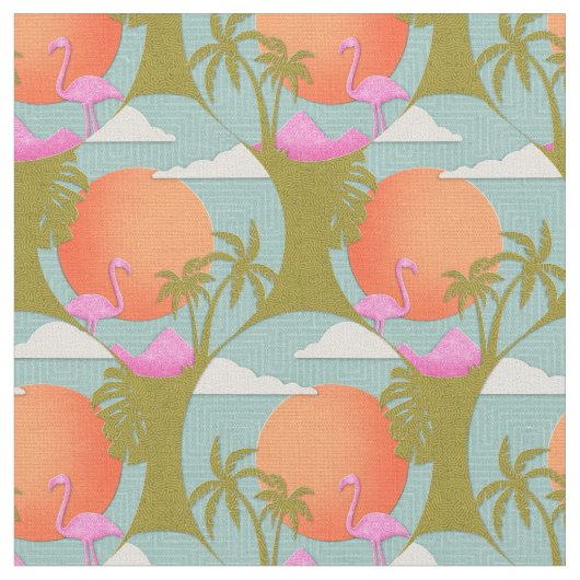 Tropical Sunset Flamingo Stoff (Nahaufnahme)