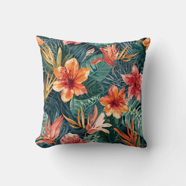 Tropical Sunset Garden Floral Jungle Pattern Kissen (Vorderseite)