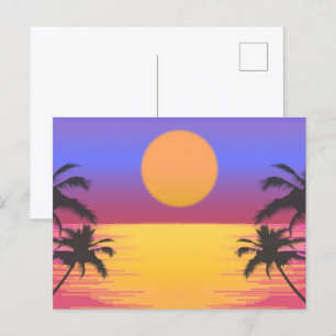 Tropical Sunset Graphic Feiertagspostkarte