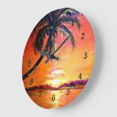 Tropical Sunset Große Wanduhr (Winkel)