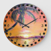 Tropical Sunset Große Wanduhr (Vorderseite)