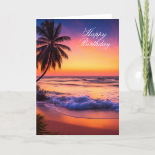 Tropical Sunset Happy Birthday Card Feiertagskarte