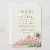 Tropical Sunset Island Beach Watercolor Wedding Einladung (Vorderseite)