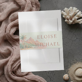 Tropical Sunset Island Beach Watercolor Wedding Einladungsbanderole