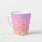 Tropical Sunset Island Girl Pink Palm Tree Milchtasse (Linke Ecke)