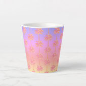 Tropical Sunset Island Girl Pink Palm Tree Milchtasse (Vorderseite)