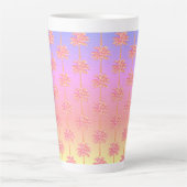 Tropical Sunset Island Girl Pink Palm Tree Milchtasse (Vorderseite)