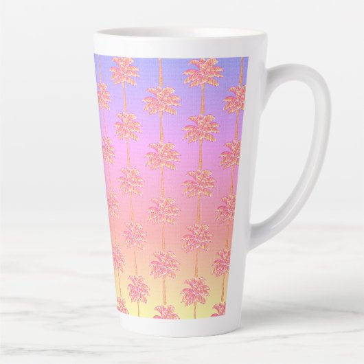 Tropical Sunset Island Girl Pink Palm Tree Milchtasse (Rechts)