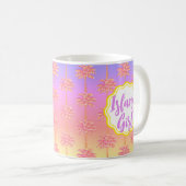 Tropical Sunset Island Girl Pink Palm Tree Tasse (VorderseiteRechts)