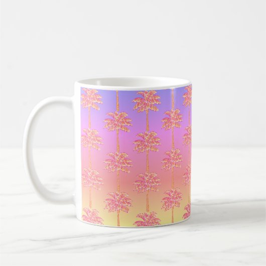 Tropical Sunset Island Girl Pink Palm Tree Tasse (Links)