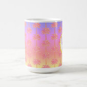 Tropical Sunset Island Girl Pink Palm Tree Tasse (Mittel)