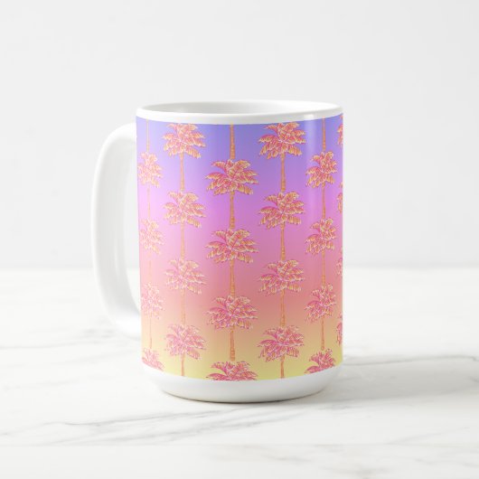Tropical Sunset Island Girl Pink Palm Tree Tasse (Vorderseite Links)