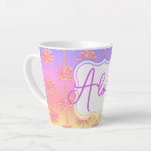 Tropical Sunset Island Girl Pink Palm Tree Tasse (Linke Ecke)
