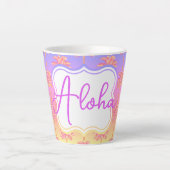 Tropical Sunset Island Girl Pink Palm Tree Tasse (Vorderseite)