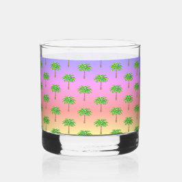 Tropical Sunset Island Green Palm Tree Whiskyglas