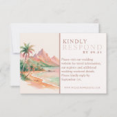 Tropical Sunset Island Watercolor Wedding QR  RSVP Karte (Vorderseite)