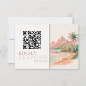 Tropical Sunset Island Watercolor Wedding QR  RSVP Karte (Rückseite)