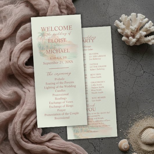 Tropical Sunset Island Wedding Ceremony Program