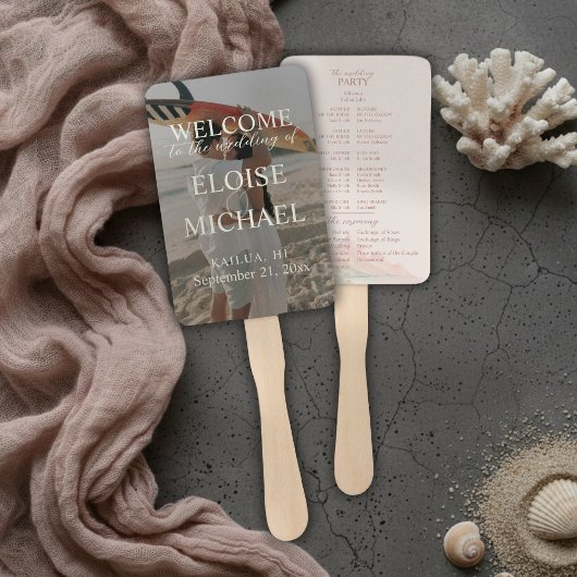 Tropical Sunset Island Wedding Photo Program Fan Fächer