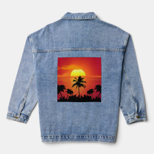 TROPICAL SUNSET JEAN DENIM JACKET JEANSJACKE