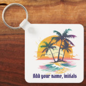 Tropical Sunset Keyring - Beach Vibes & Palmen Schlüsselanhänger (Vorderseite)