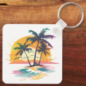 Tropical Sunset Keyring - Beach Vibes & Palmen Schlüsselanhänger (Rückseite)
