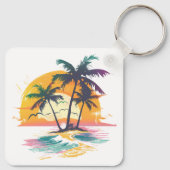 Tropical Sunset Keyring - Beach Vibes & Palmen Schlüsselanhänger (Rückseite)