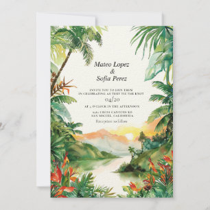 Tropical Sunset Landschaft Bali Hochzeit Einladung