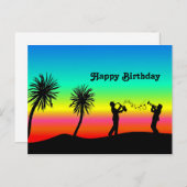 Tropical Sunset Musicians Silhouette Geburtstag Postkarte (Vorne/Hinten)