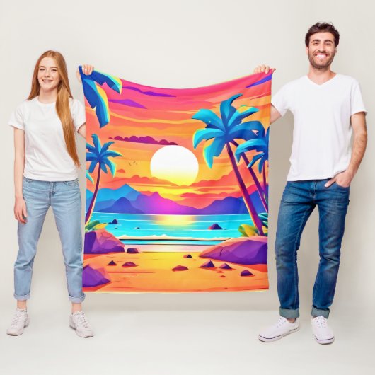 Tropical Sunset Oasis Fleecedecke (Beispiel)