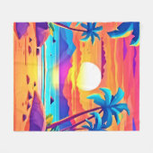 Tropical Sunset Oasis Fleecedecke (Vorderseite (Horizontal))