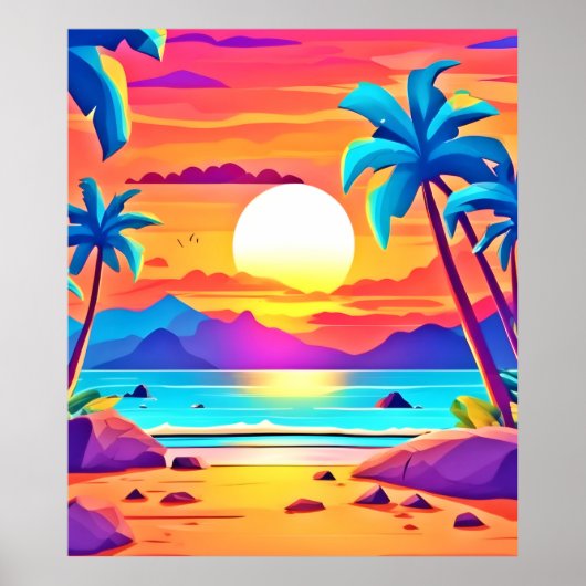 Tropical Sunset Oasis Poster (Vorne)