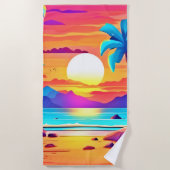 Tropical Sunset Oasis Strandtuch (Vorderseite)