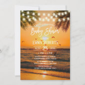 Tropical Sunset Palm Beach Baby Dusche Einladung (Vorderseite)