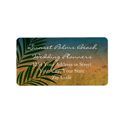 Tropical Sunset Palm Fronds Adressaufkleber (Vorne)