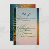 Tropical Sunset Palm Fronds Einladung (Vorne/Hinten)