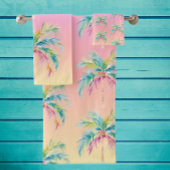 Tropical Sunset Palm Tree  Badematte