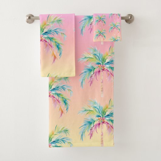 Tropical Sunset Palm Tree Badhandtuch Set (Insitu)
